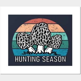 Mushroom Hunting Season Retro Sunset Posters and Art